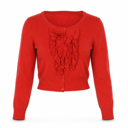 Womens UK Size M Louche Red Cardigan Jumper