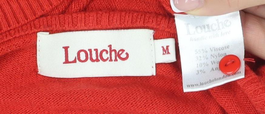 Womens UK Size M Louche Red Cardigan Jumper