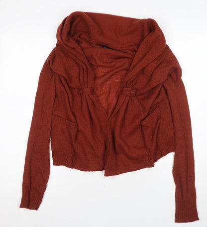 Maggy London Women's Brown Cardigan S Cowl Neck Knit