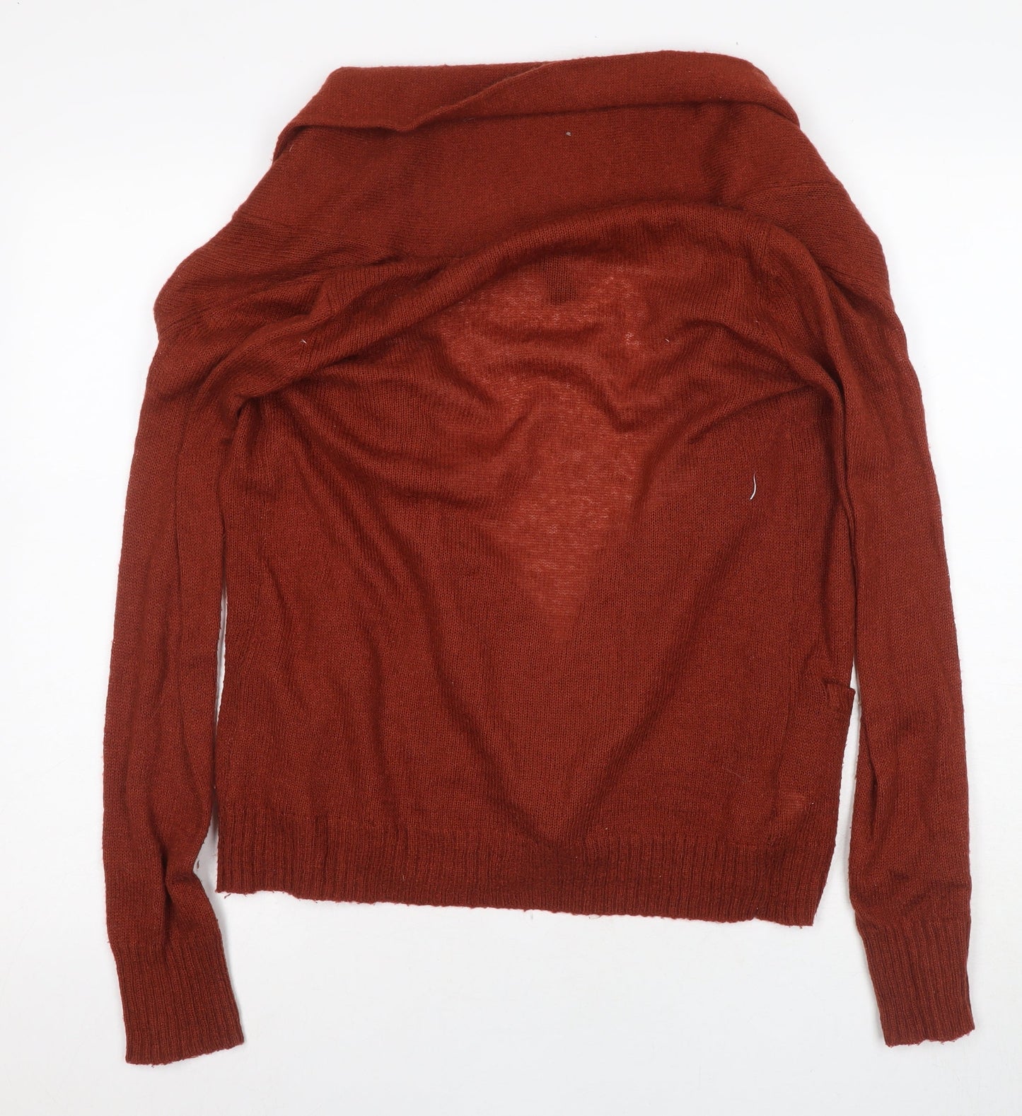 Maggy London Women's Brown Cardigan S Cowl Neck Knit