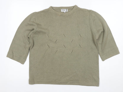 TIGI Women's Green Pullover Jumper Size 14 Regular Fit