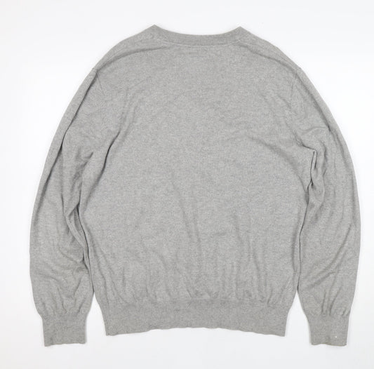 Jack Wills Men's Grey V-Neck Pullover L