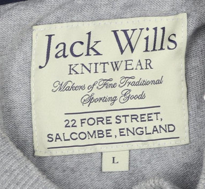 Jack Wills Men's Grey V-Neck Pullover L
