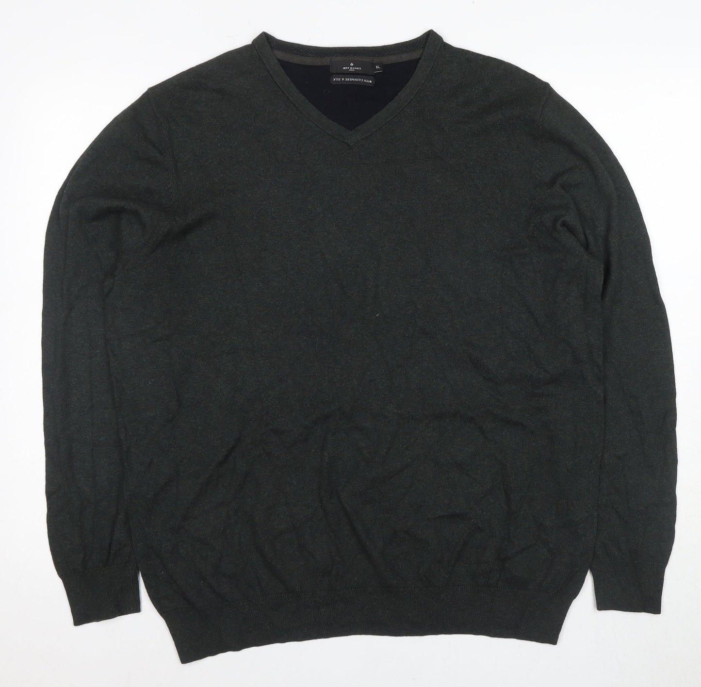 Jeff Banks Men's XL Grey V-Neck Wool Pullover