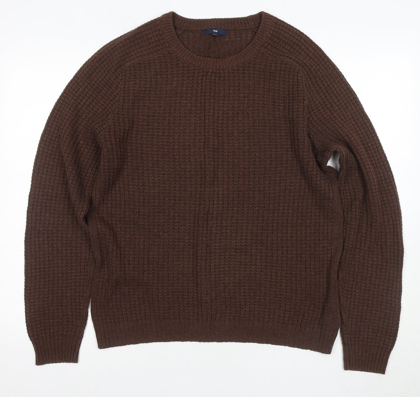 Gap Men's Brown Waffle-Knit Pullover Jumper M