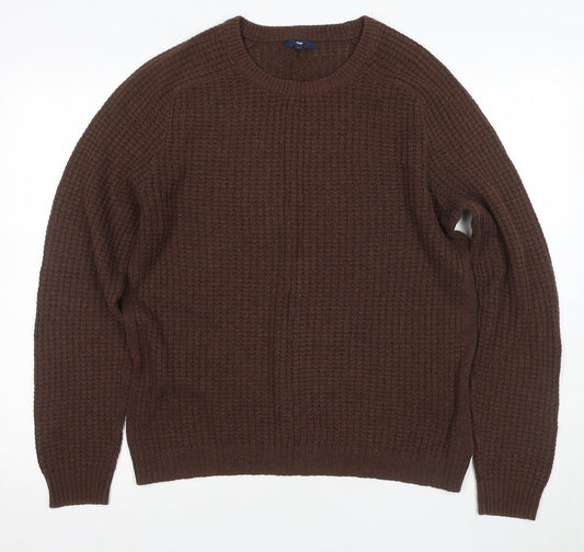 Gap Men's Brown Waffle-Knit Pullover Jumper M