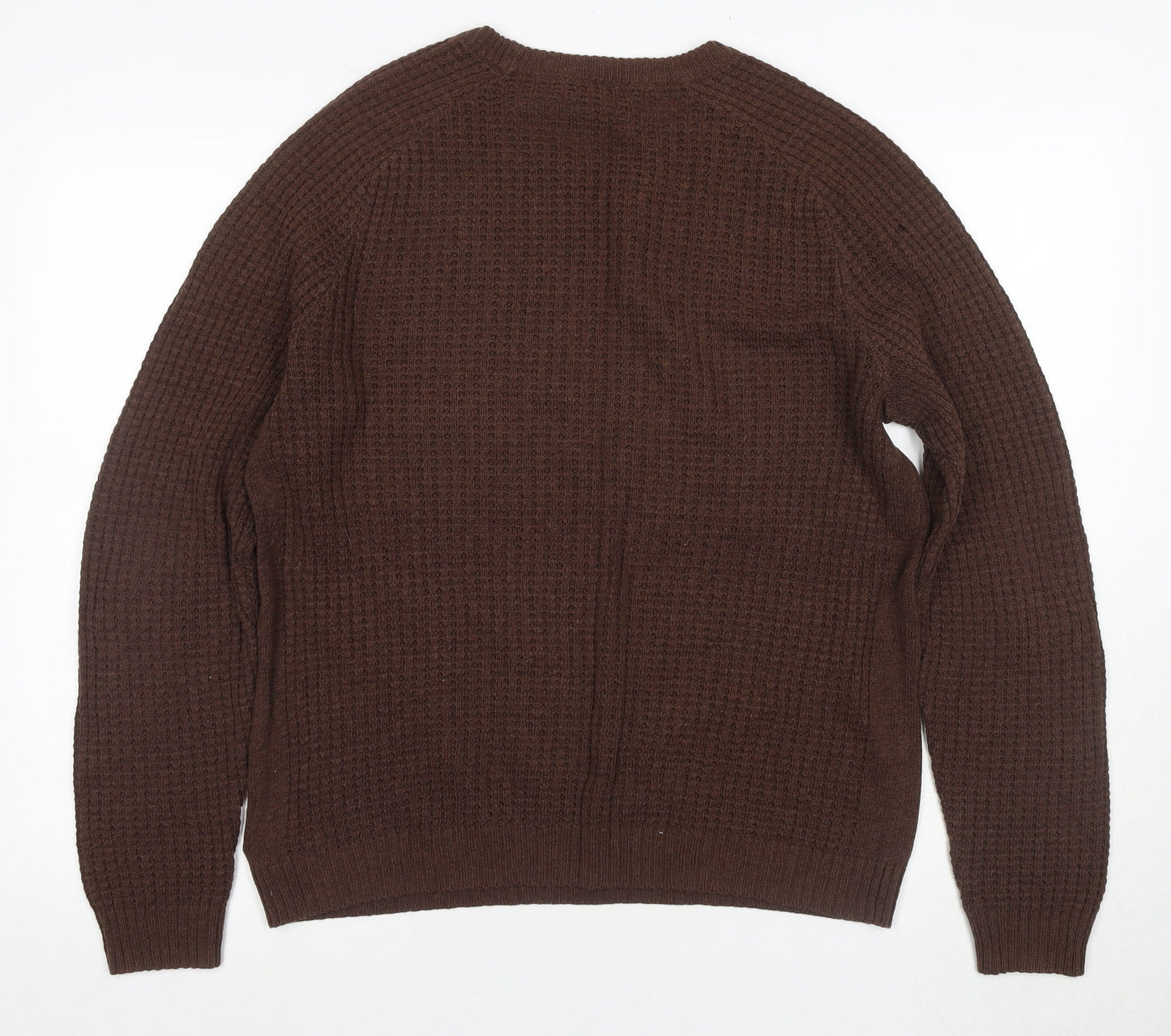 Gap Men's Brown Waffle-Knit Pullover Jumper M