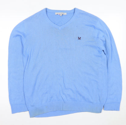 J.Crew Men's Blue Cotton V-Neck Pullover Jumper M