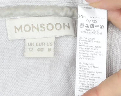 Womens UK Size 12 Monsoon White Cardigan Jumper
