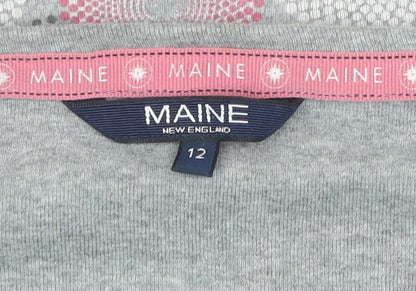 Womens UK Size 12 Maine New England Multicoloured Henley Jumper
