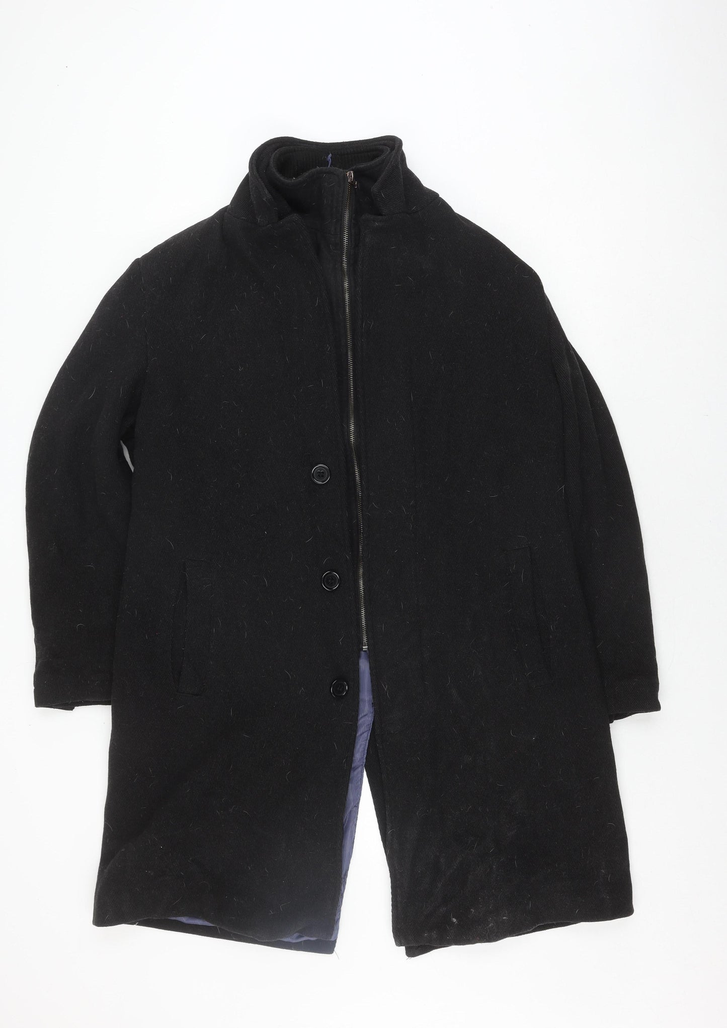 Mens UK Size L Debenhams Black Overcoat