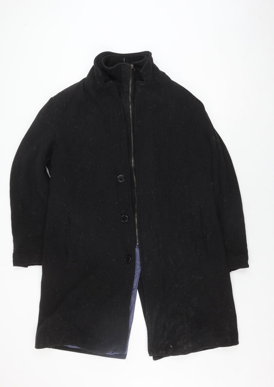 Mens UK Size L Debenhams Black Overcoat