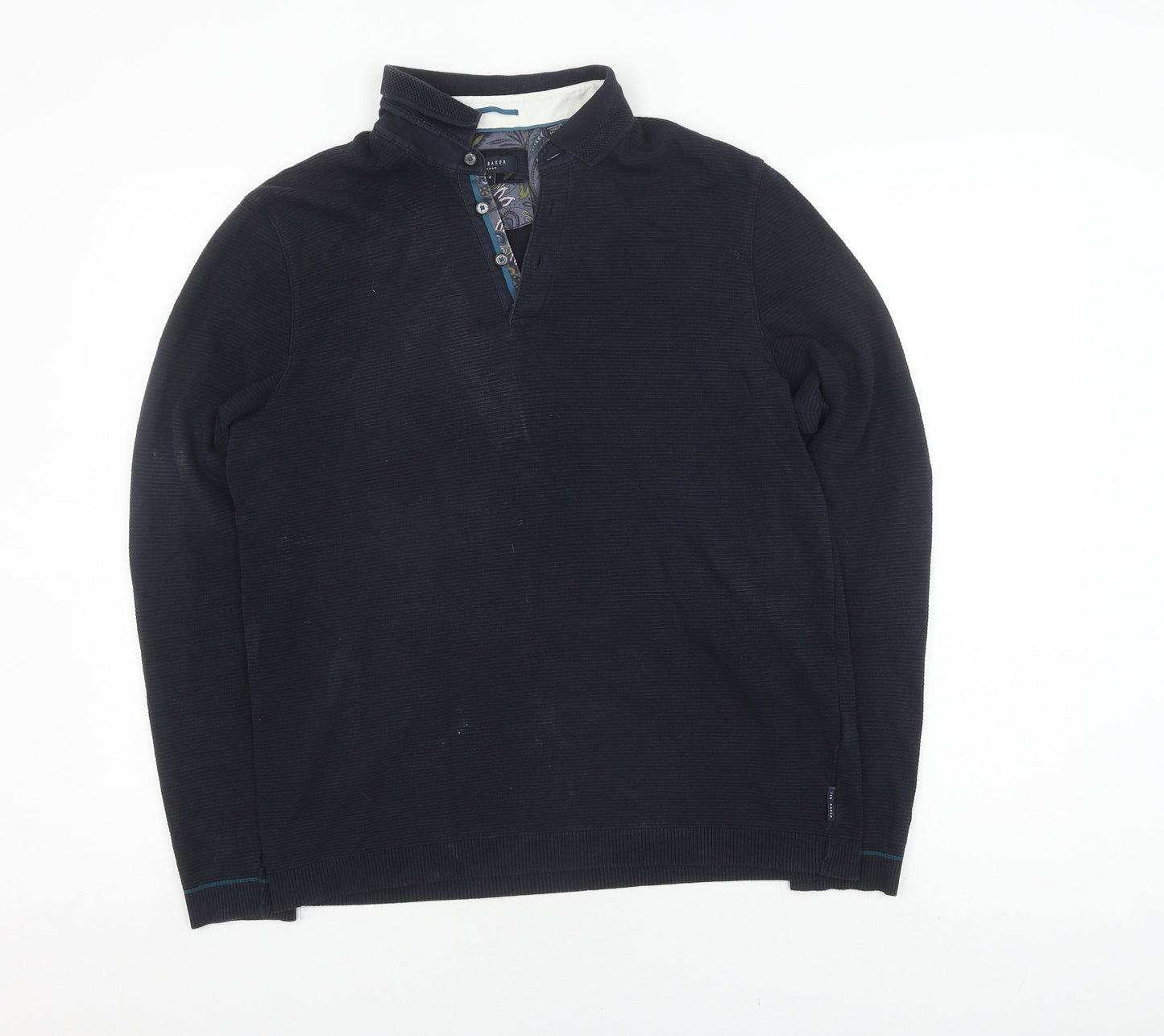 Ted Baker Men's Black Collared Pullover Jumper Size L