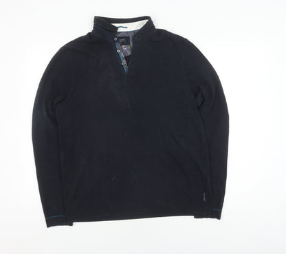 Ted Baker Men's Black Collared Pullover Jumper Size L