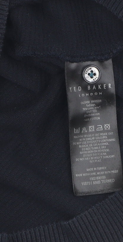 Ted Baker Men's Black Collared Pullover Jumper Size L