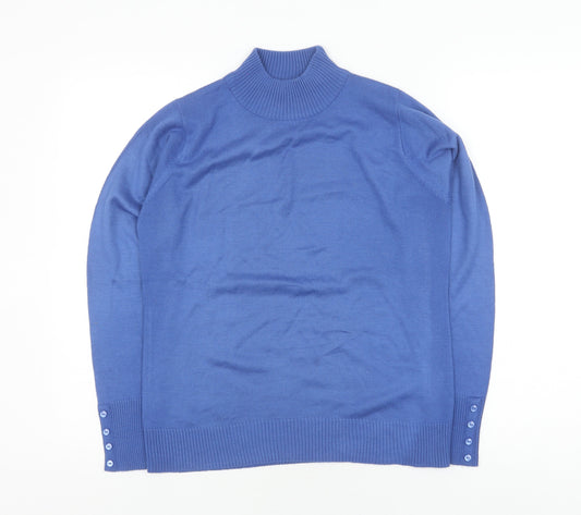 EWM Women's Blue Roll Neck Jumper - S