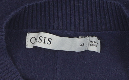 Oasis Women's Blue Mock Neck Pullover Jumper XS
