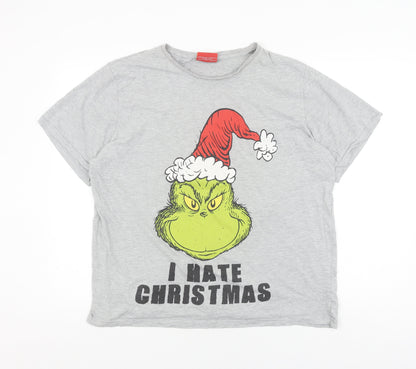 Dr. Seuss Unisex Adults Grey Grinch T-Shirt XL