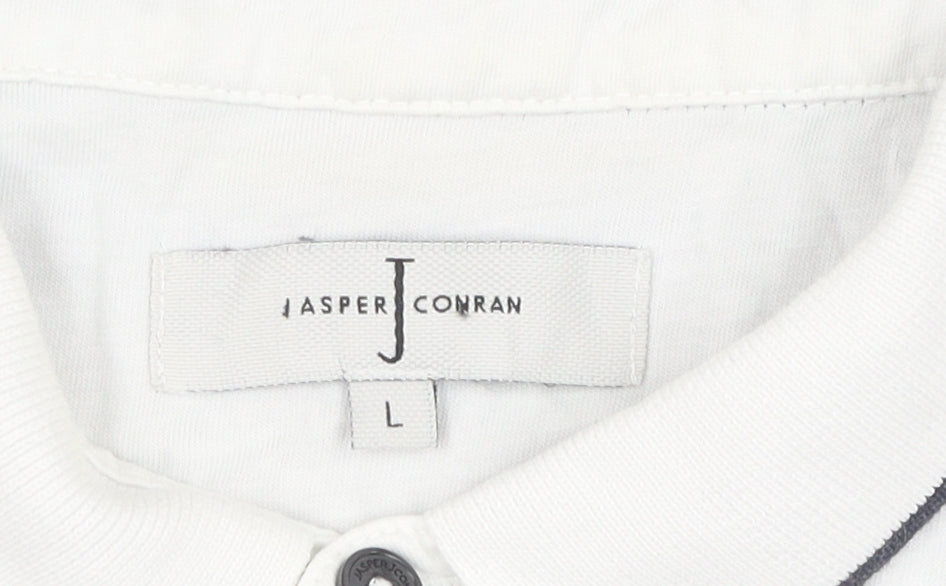 Jasper Conran Men's Blue Polo Shirt, L, Colourblock, Casual