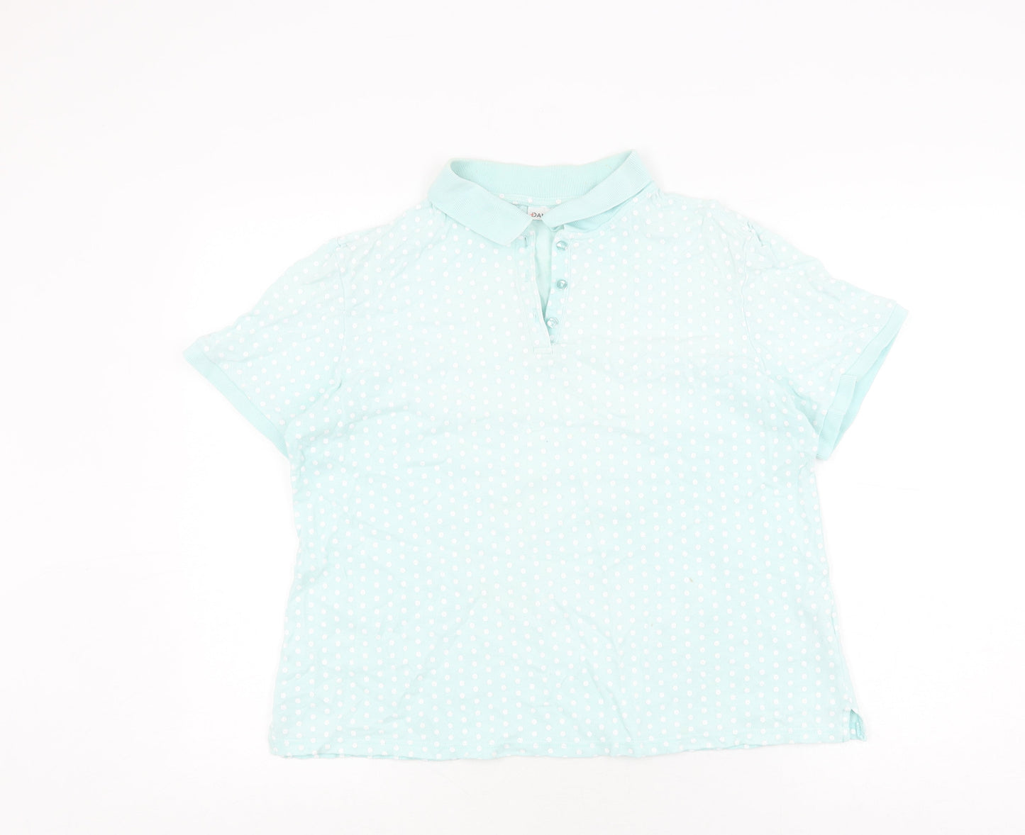 Damart Women's Blue Polka Dot Polo Shirt Size 12