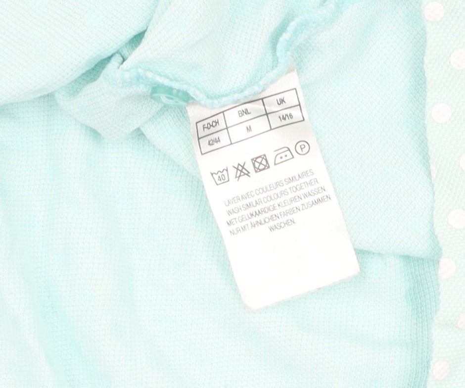 Damart Women's Blue Polka Dot Polo Shirt Size 12