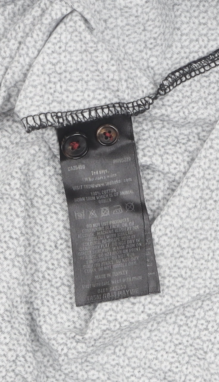 Ted Baker Men's Grey Polo Shirt Size L Short Sleeve