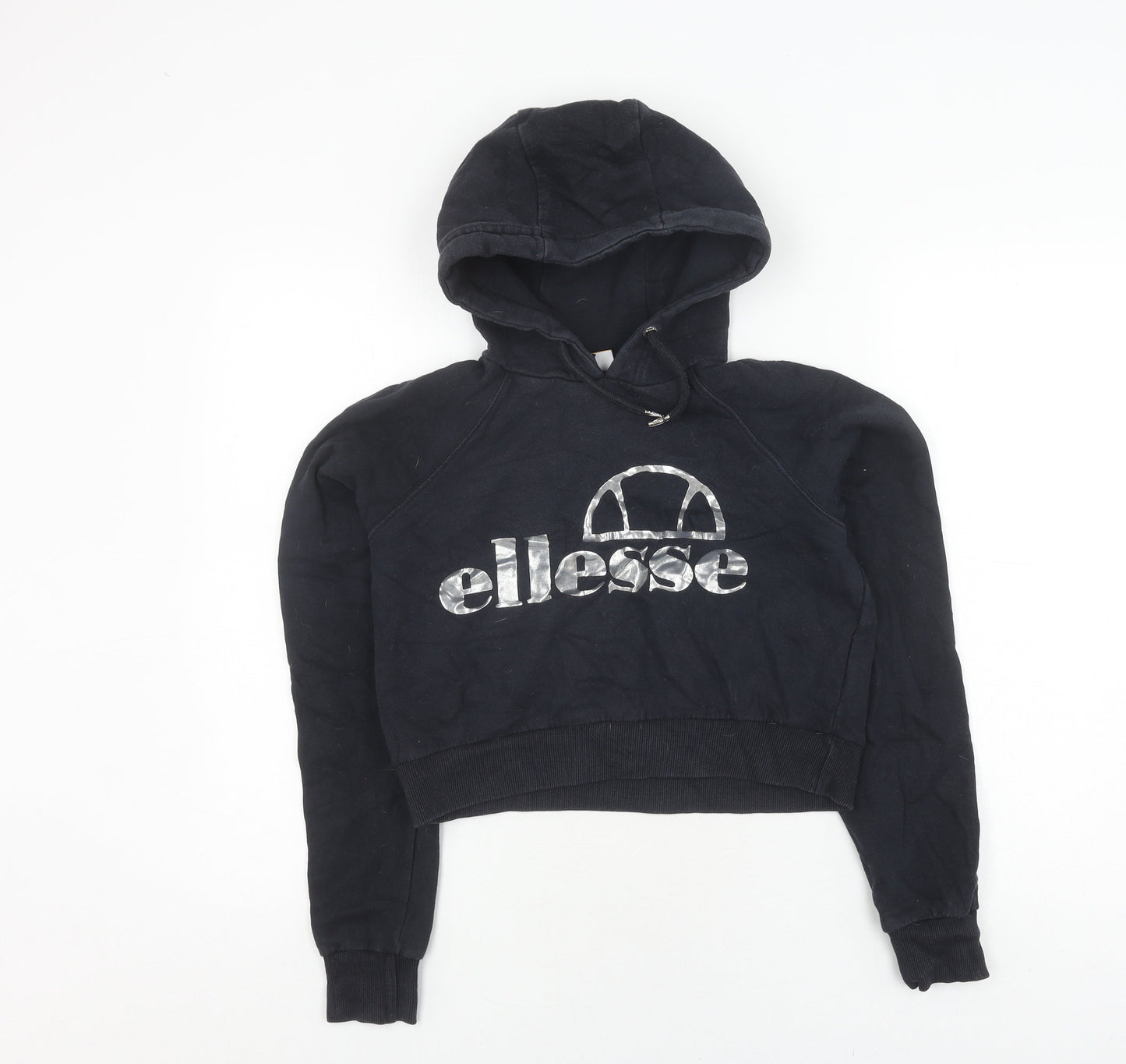 Ellesse Women's Black Hoodie UK 8 Cotton Logo