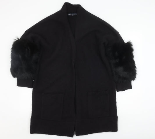 French Connection Women's Black Fur Trim Jacket M