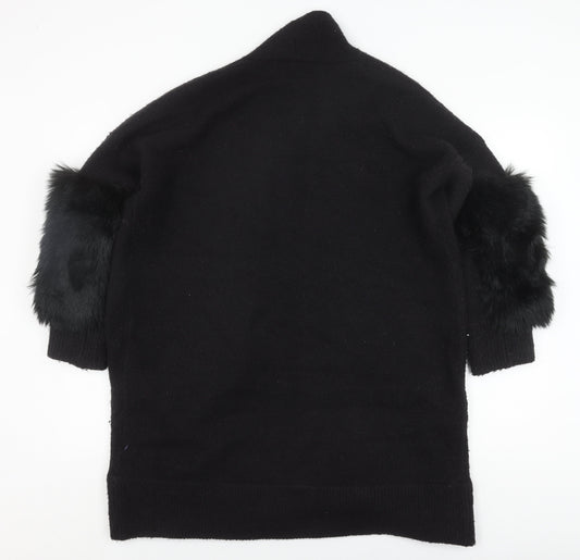 French Connection Women's Black Fur Trim Jacket M