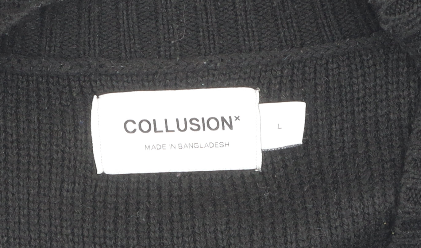 Collusion Women's Black V-Neck Cardigan, L