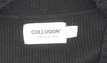 Collusion Women's Black V-Neck Cardigan, L