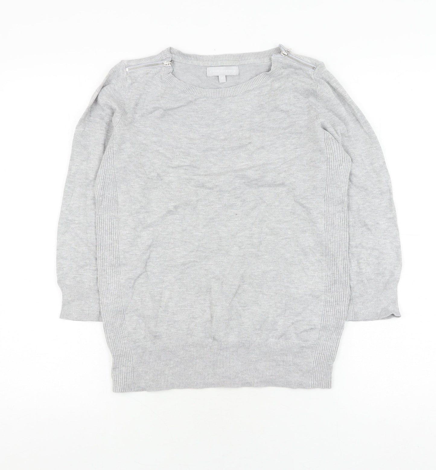 Womens UK Size 12 Red Herring Grey Pullover Jumper