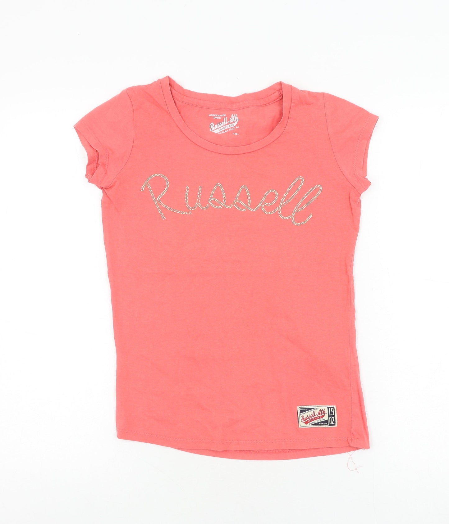 Russell Athletic Women's Pink Studded T-Shirt XS