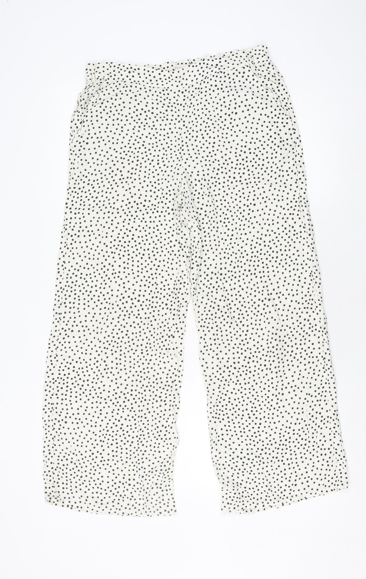 Part Two Women's Ivory Polka Dot Wide-Leg Trousers Size 6
