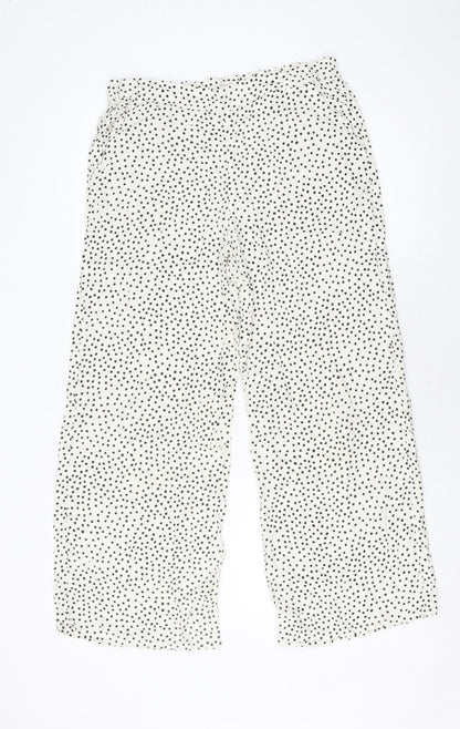 Part Two Women's Ivory Polka Dot Wide-Leg Trousers Size 6