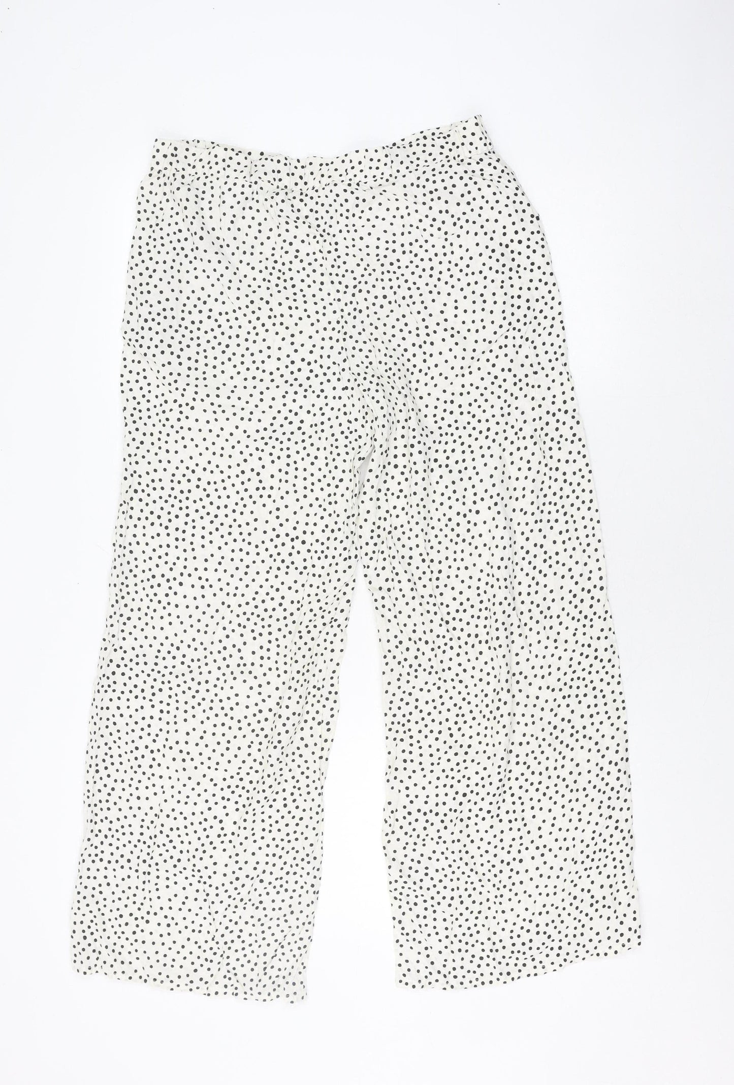 Part Two Women's Ivory Polka Dot Wide-Leg Trousers Size 6