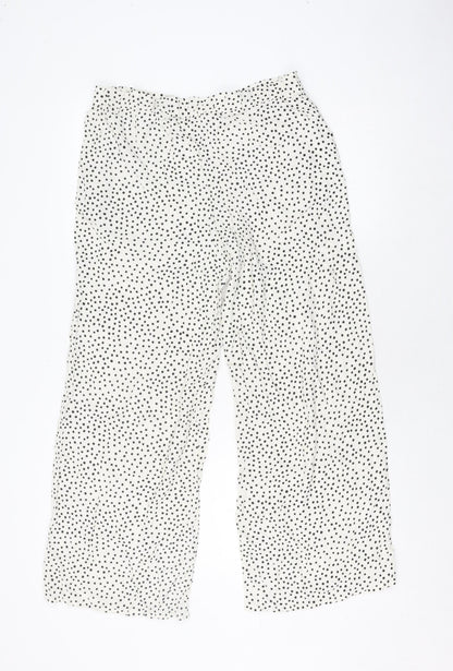 Part Two Women's Ivory Polka Dot Wide-Leg Trousers Size 6
