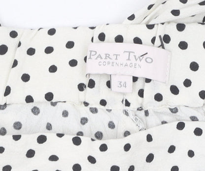 Part Two Women's Ivory Polka Dot Wide-Leg Trousers Size 6