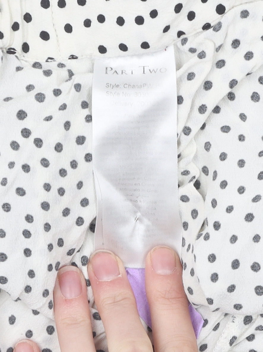 Part Two Women's Ivory Polka Dot Wide-Leg Trousers Size 6