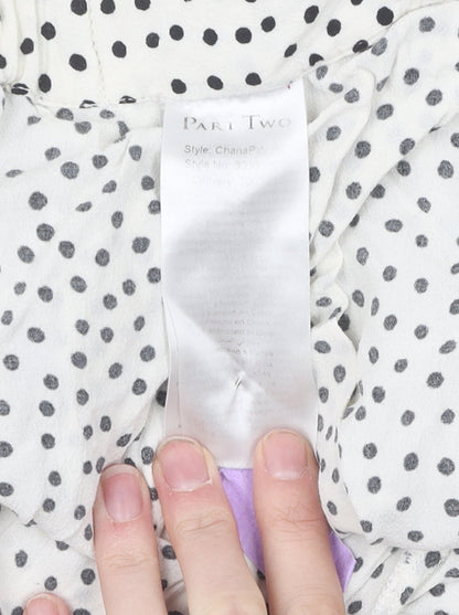 Part Two Women's Ivory Polka Dot Wide-Leg Trousers Size 6