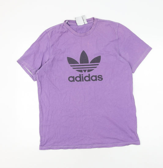 Adidas Men's Purple Graphic Print T-Shirt, Medium