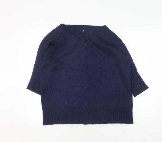 Gap Women's Blue Pullover Jumper, Size M, V-Neck Knit