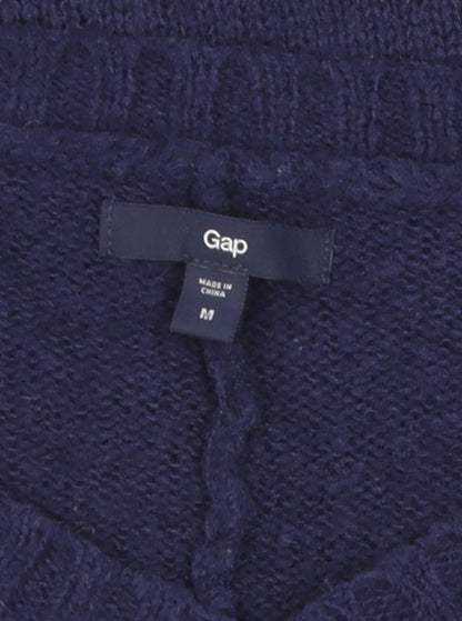 Gap Women's Blue Pullover Jumper, Size M, V-Neck Knit