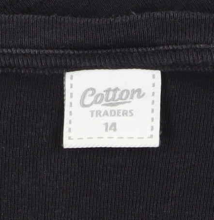 Womens UK Size 14 Cotton Traders Black Basic T-Shirt