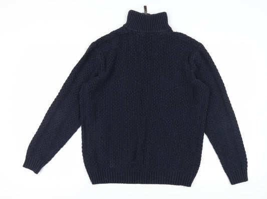 Maine New England Men's Blue High Neck 1/2 Zip Pullover S