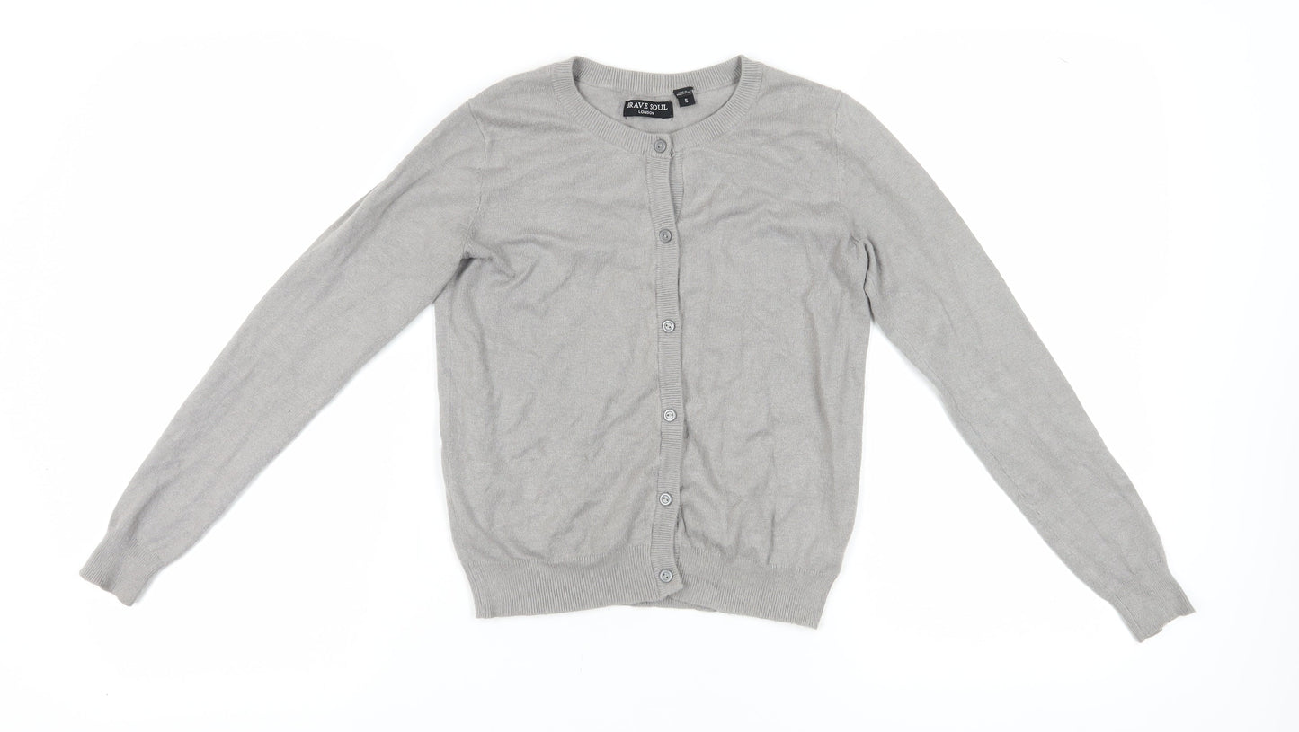 Womens UK Size S Brave Soul Grey Cardigan Jumper