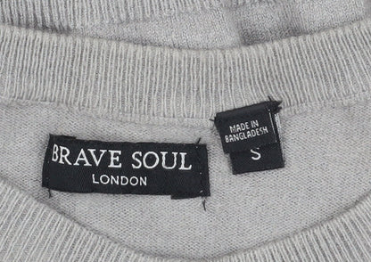 Womens UK Size S Brave Soul Grey Cardigan Jumper