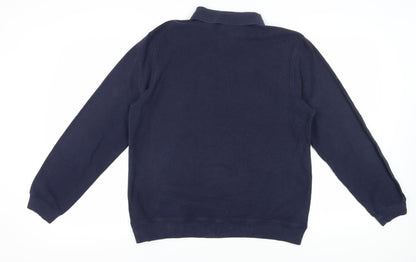 Lands' End Men's Blue Polo, Long Sleeve, Regular Fit, L