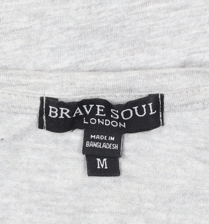 Brave Soul Women's Grey T-Shirt M Casual Fun Design