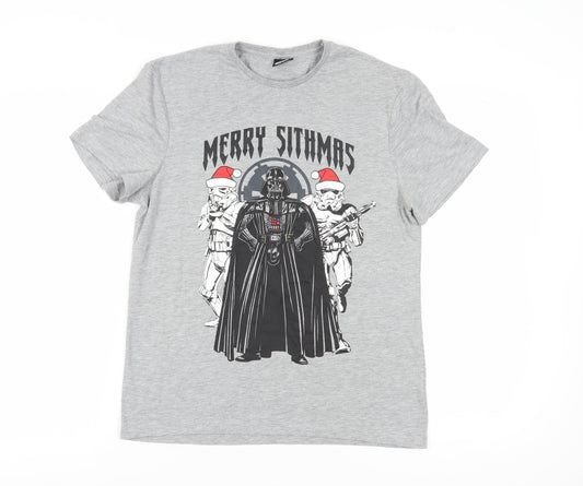 Star Wars Men's Grey Christmas T-Shirt M